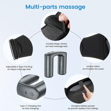 Back Massager For Pain Relief Deep Tissue, Massage Gun- Cellulite Massager For Relax With 5 Speed Levels, Wearable Electric Massager On Whole Body Part, Massage Waist, Thigh, Calf, Back Grey