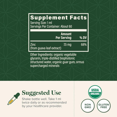Global Healing Usda Organic Zinc Liquid Supplement - Pure Vitamin Drops For Immune System Boost, Hormone Balance, And Healthy Aging - Vegan-Friendly, Non-Gmo - 2 Fl Oz