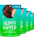 SkinnyDipped Dark Chocolate Coconut Almond Bites, Low Sugar Chocolate Coconut Bar, 3.17oz Resealable Bags, Pack of 4 (24 Bites Total)