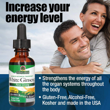 Nature'S Answer White Ginseng Root Alcohol 1 Fluid Ounce | Immune Support | Promotes Cognitive Function | Mental Clarity and Focus
