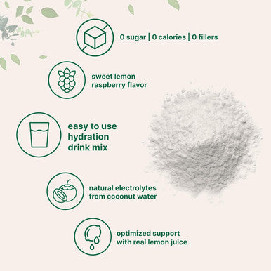 Micro Ingredients Hydration Electrolyte Powder 2lbs (139 Servings) Keto & No Sugar - High Potassium (1000mg) with Lemon Raspberry Flavored - Made with Real Lemon Juice & Coconut Water - Non-GMO