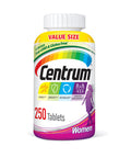 Centrum Multivitamin For Women Multivitamin/Multimineral Supplement With Iron Vitamin D3 B Vitamins And Antioxidant Vitamins C And E Tablet Gluten Free Non-Gmo Ingredients - 250 Count
