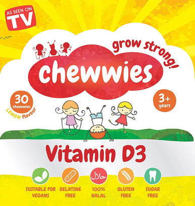 Chewwies Vitamin D - Chewable D3 Vegan Gummies- Gelatin Free, Sugar Free, Halal & Gluten Free, Non-GMO - for Adults and Children to Support Healthy Growth and Development (30 Day Supply)