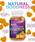 Collagen Gummies With 2500Mcg Biotin, Vitamin C & Zinc - Hydrolyzed Type 1 & 3 Collagen Peptides Supplement - Support For Hair, Skin, Nails & Joints - Gluten - Orange Flavored Gummy - 120 Count