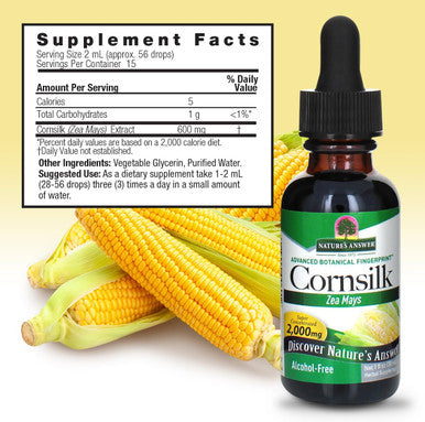 Nature'S Answer Alcohol- Cornsilk 2000mg 1oz Extract | Urinary Tract Support | Natural Diuretic | Gluten- Non-GMO Vegan | Single Count