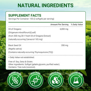 Moravax Oil Of Oregano Softgels With Black Seed Oil High Potency 300 Softgels 6000Mg