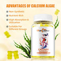 Calcium Magnesium Zinc Gummies For Adults Kids With Potassium Vitamin D3 K2 Sugar Chewable Vegan, Algae Calcium Supplements For Women Men Support Plus Bone Strength Lemon Flavor 120 Counts