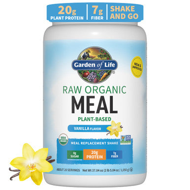 Garden of Life Raw Organic Perfect Food Alkalizer & Detoxifier Juiced Greens Superfood Powder & Vegan Protein Powder - Raw Organic Meal Replacement Shakes - Vanilla - Pea Protein