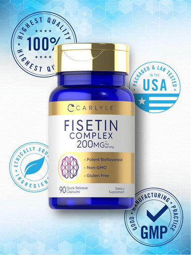 Carlyle Fisetin Complex Supplement | 200mg | 90 Capsules | Non-GMO and Gluten