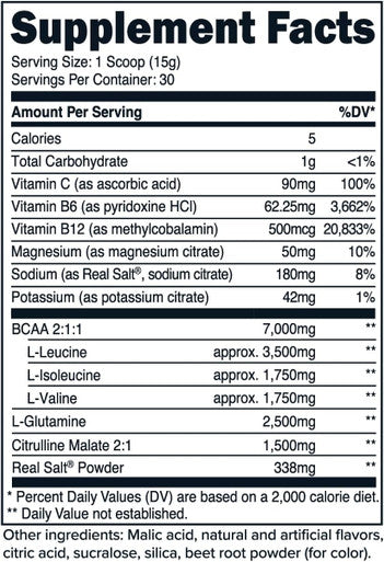 Primaforce BCAA Powder (Watermelon) - 7000MG 2:1:1 BCAAs 30 Servings Post-Workout Recovery Drink with Amino Acids and Real Salt for Men & Women