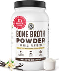Left Coast Performance Vanilla Bone Broth Protein Powder From Grass Fed Beef - Non-GMO Ingredients Gut-Friendly Low Carb Dairy Free Protein Powder - Natural Collagen Source For Joint Support - Keto Friendly 32oz
