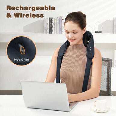 Cordless Neck Massager With Heat, 4D Deep Tissue Kneading Massage, Shiatsu Neck And Shoulder Massage Pillow For Neck, Traps, Back And Leg Pain Relief, Gifts