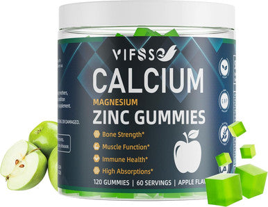 Calcium Magnesium Zinc Gummies 600Mg With Vitamin D3 K2, 120 Gummies Plant Based Sugar-Calcium Gummies High Absorption Complex Calcium Supplement 70+ Trace Minerals For Bone Strength, Vegan