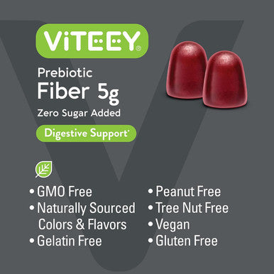 Prebiotic Fiber Gummies For Adults, 5G - Zero Sugar Added - Fiber Supplement Gummies For Digestive Health Regularity & Natural Weight Support - Vegan, Gelatin - Chewable Fruit Flavored Gummy