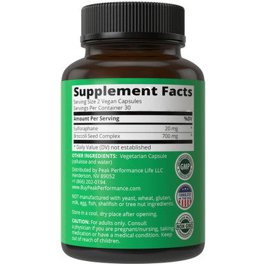 Sulforaphane Supplement 20Mg + Broccoli Seed Extract Vegan Capsules. Activated And Stabilized Sulforaphane From Broccoli Sprouts