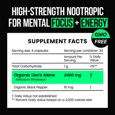 VitaRaw Organic Lions Mane Supplement Capsules 2400 mg Powerful Nootropic Helps Maintain Memory Energy and Mental Clarity Vegan Brain Booster Focus Pills Real Lions Mane Supplement