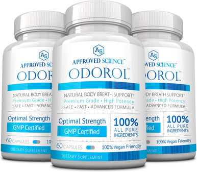 Approved Science Odorol 6 Bottles Freshen Bad Breath and Body Odor Contains L.acidophilus Green Tea Magnolia Bark Peppermint Oil and Fennel All Natural Vegan Friendly NonGMO