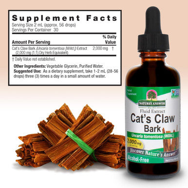 Nature'S Answer Cat's Claw Bark Liquid Extract Supplement 2 Ounce - Alcohol Cats Claw Tincture & Capsules Alternative for Joint & Muscle Support Vegan Non-GMO Gluten Kosher