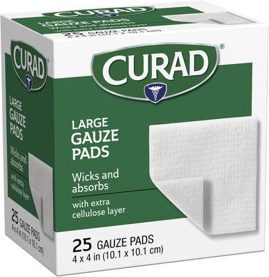 Curad Large Pro-Gauze Pads 4" x 4" 25 Count (Pack of 24)