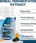 Mens Multivitamins 50 Plus - Daily Multivitamin For Men With Fermented Herbal Extracts & 43 Nutrients - Mens Vitamins Multivitamin Supports Memory & Brain, Energy, Bone Health - Supports For Men 18+