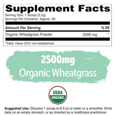 Yuve Organic Wheatgrass Powder, Wheatgrass Juice Powder, Superfood Rich In Vitamins, Antioxidants & Minerals, Non-Gmo & Gluten-Free Wheat Grass Powder, 60 Servs