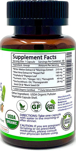 Healthy HeartSupportS Supplement Extracts of Bitter Melon Moringa Leaf Aloe Vera and Papaya Leaf Fenugreek More with Essential Oils AllNatural Organic Synergistic Blend 60Day Supply
