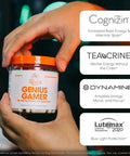 Genius Gamer, Gaming Focus Supplement, 80 Pills - E Nootropic Performance Booster - Boost Brain & Mental Clarity, Reaction Time & Concentration - Blue Light Support with Lutemax