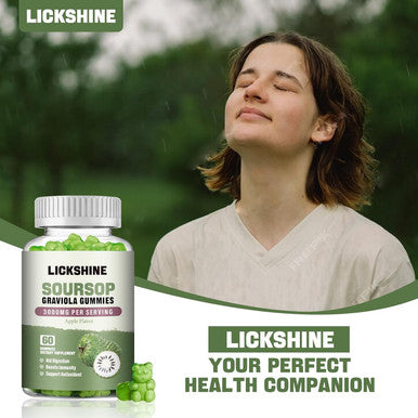 lickshine Soursop Graviola Gummies - 3000Mg Extra Strength Soursop Leaves Supplement With Vitamin C, Zinc - Digestive Aid, Immune Support & Antioxidant - Sugar-Free, Non-Gmo, Vegan, 60 Counts