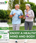 Renew Actives Ginkgo Biloba Brain Supplement With Red Panax Ginseng Extract, 50:1 Ratio For Max Performance - Supports Cognitive Function & Memory - 60 Capsules