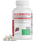 Bronson Resveratrol 500 Complex Standardized Trans-Resveratrol + Grape Seed & Red Wine Extract, 120 Capsules