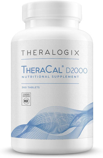 Theralogix TheraCal D2000 - Bone Health Support Supplement with Calcium Magnesium Vitamin D3 Vitamin K2 & Boron - 90-Day Supply - NSF - 360 Tablets