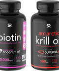 Sports Research Biotin 10000mcg 120ct Krill Oil 1000mg 120ct Bundle