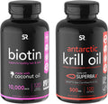 Sports Research Biotin 10000mcg 120ct Krill Oil 1000mg 120ct Bundle