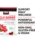 Force Factor Goji Berry Soft Chews Superfood Antioxidants Supplement to Support Healthy Eyes and Skin, Immune Health, and Inflammation, Non-GMO, Gluten-Free, & Vegan, Goji Berry Flavor, 30 Soft Chews