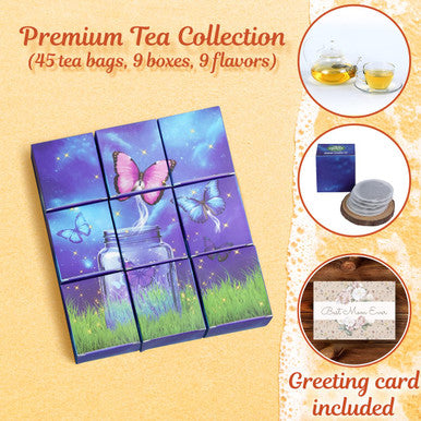 Engintea Mothers Day Tea Sampler s Set Box - Unique for Mom from Daughter Son - Herbal Green & Black Tea Set For Women Mother Tea Lovers - Relax Selection Tea - 45 Tea Bags 9 Flavors