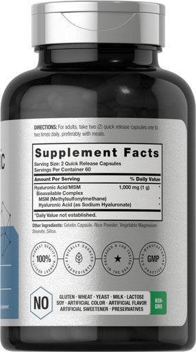 Horbaach Hyaluronic Acid With Msm 120 Capsules 1000 Mg