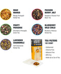 Tiesta Tea - Loose Leaf Starter Kit | Premium Starter Kit Sampler | High to Non Caffeinated | Make Hot & Iced Tea | Starter Kit with Black Green Herbal Tea Sample Bags and 100 Disposable Tea Filters