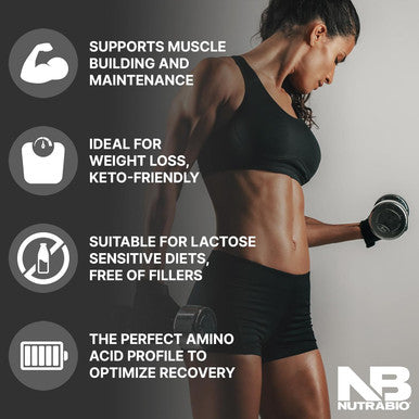 Nutrabio Creatine Monohydrate Unflavored 500g and Whey Protein Isolate Alpine Vanilla Supplement Bundle - Muscle Energy Lean Muscle Growth Recovery and Strength