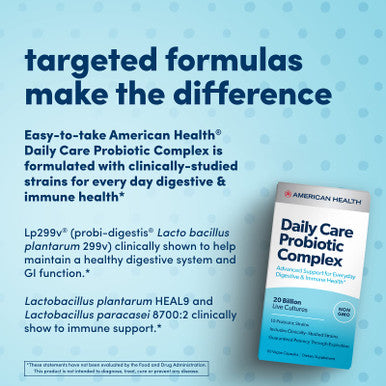 American Health Daily Care Probiotic Complex 20 Billion Microorganisms - Clinically Studied Strains - Advanced Support For Everyday Digestive & Immune Health - 30 Capsules 30 Total Servings