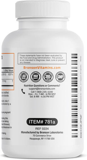 Bronson Vitamin K2 (Mk7) With D3 Supplement Non Gmo Formula 5000 Iu Vitamin D3 and 90 Mcg Vitamin K2 Mk-7 Easy To Swallow Vitamin D and K Complex 60 Capsules