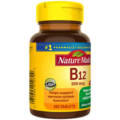 Nature Made Vitamin B12 500 Mcg Tablets 200 Count For Metabolic Health