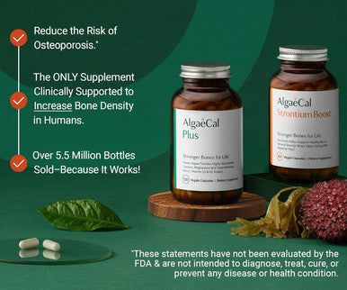 Algaecal - Bone Builder Pack For Bone Density Increase, Clinically Supported Plant Based Calcium Supplement & Strontium, Vitamins K2 (100Mg), D3 (1600 Iu), Magnesium & 16 Nutrients For Bone Health