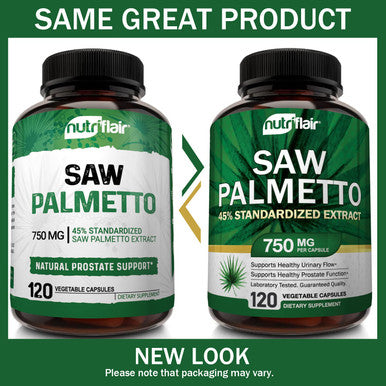 NutriFlair Saw Palmetto Extract 750mg, 120 Capsules - Prostate Supplement & Berry Health Support - Helps Block DHT to Prevent Hair Loss and Helps Reduce Frequent Urination, for Women and Men