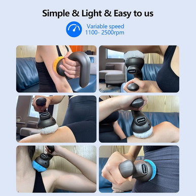Hyako Handheld Professional Mini Orbital Buffer Relief Massager Adjustable Multi Speed Vibration Deep Tissue Body Chiropractic Massager For Neck Shoulder Leg Back Muscle Pain Relief Massage Therapy