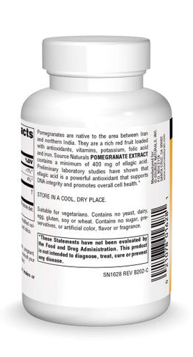 Source s Pomegranate Extract 500mg Complete Ellagic Antioxidant & Added Fiber - 120 Tablets