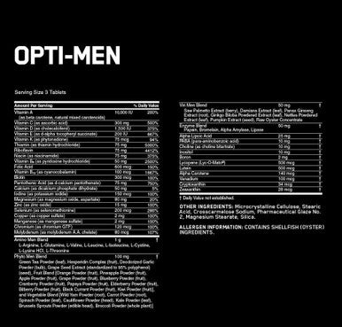 Optimum Nutrition Opti-Men Daily Multivitamin Supplement 90 Count