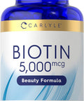 Carlyle Biotin 5000mcg Softgels | 200 Count | Vitamins for Hair Skin and Nails | Non-GMO Gluten Supplement