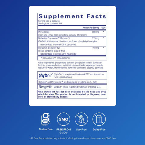 Pure Encapsulations Cholestepure Plus 120'S - Supports Lipid Metabolism & Heart Health - Berberine Supplement - With Citrus Bergamot - Gluten Free & Non-Gmo 120 Capsules