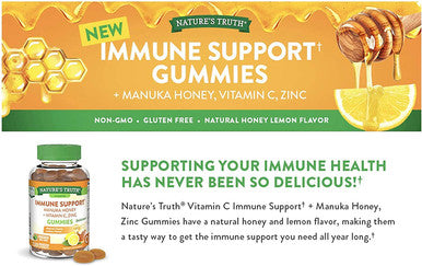 Nature's Truth Vitamin C Gummies with Zinc | 120 Count | Vegetarian, Non GMO & Gluten | by Natures Truth, n/a, Honey Lemon Flavor, 120 Count