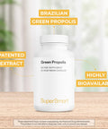 Supersmart Green Propolis 1200mg Per Serving Standardized to 5 Total Phenolic Acids 0.5 Artepillin C Immune System Booster Supplement Non GMO Gluten Free 90 Vegetarian Capsules